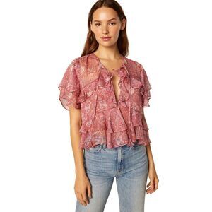 MISA LOS ANGELES Raziela Top in Washed Rose Lilac, $218 Med A31